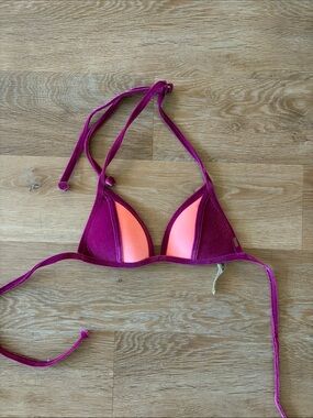 PINK Victoria's Secret Magenta and Neon Coral Triangle Bikini Top